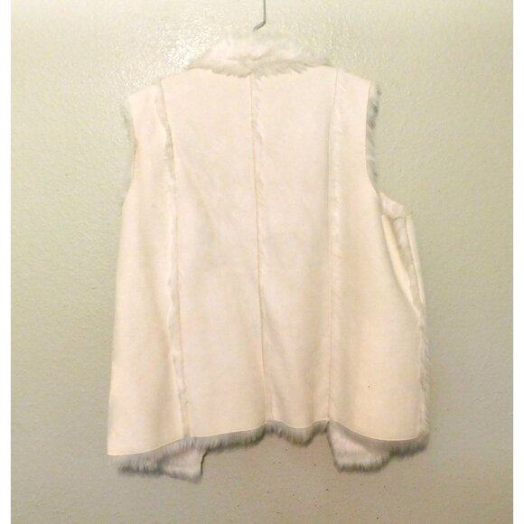 Coldwater Creek Reversible Vest Woman 2X 20W 22W White Faux Fur Suede Sleeveless - Picture 7 of 10